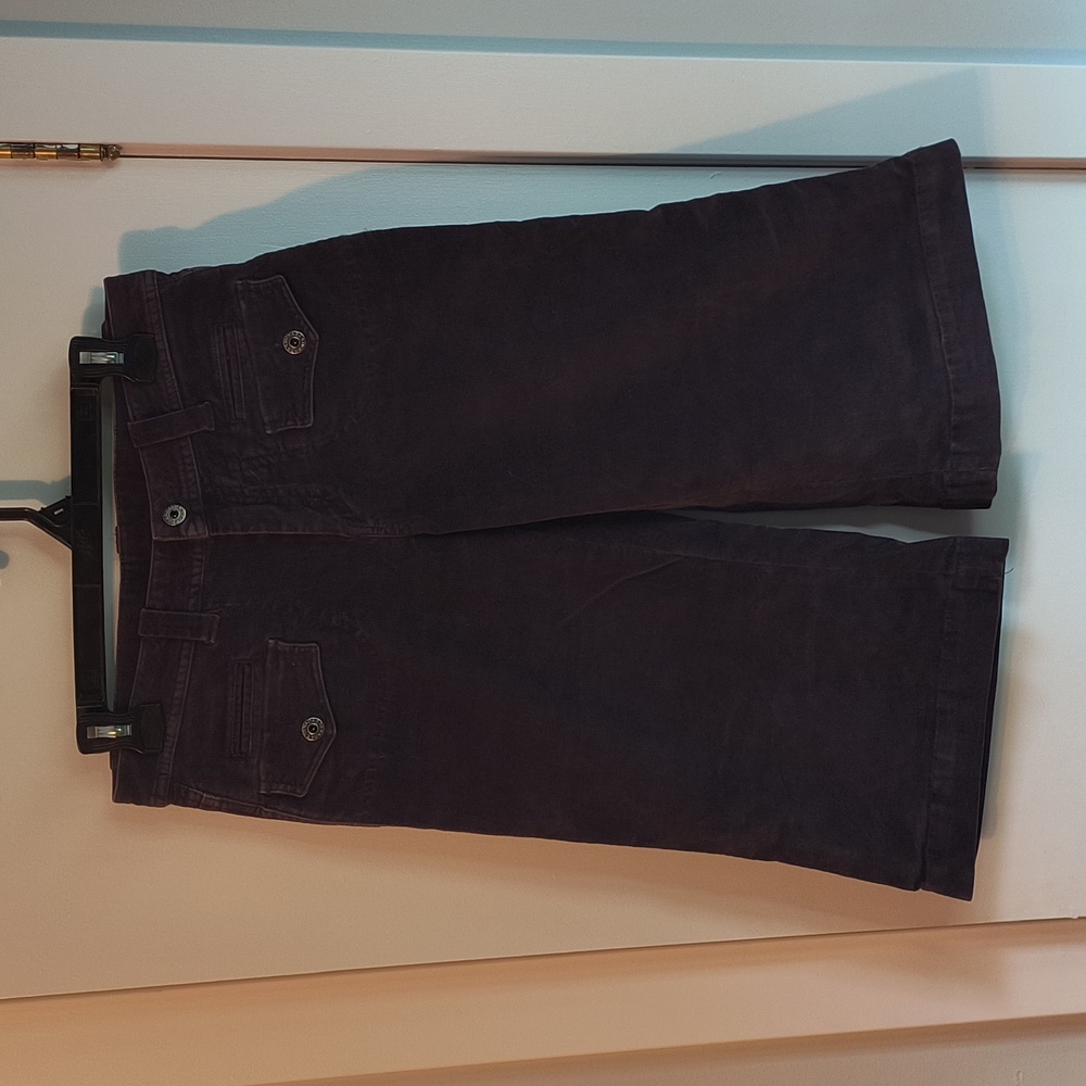 Dark Purple Corduroy Wide-Leg Capris